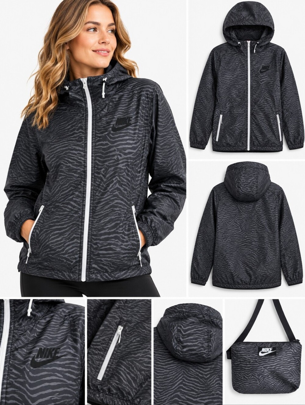 Nike Washinton State Cougars Black and Gray Reflective Packable Jacket